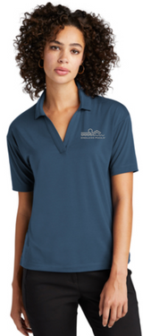 Women  wearing  Deep Black MERCER+METTLE Ladies Stretch Jersey Polo