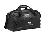 A black OGIO Catalyst duffel bag with a CalderaSpas logo and adjustable straps.