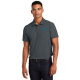 Man wearing Grey-Teal Logo OGIO Mens Framework Polo