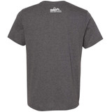 Heathered Charcoal District Very Important Tee Swim Exercise Tee back showing Endless Pools Logo on the back of neck. 