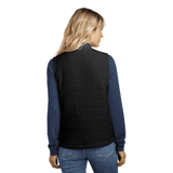 Women wearing Black Color TravisMathew Women's Cold Bay Vest, shown from backside