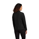 Mercer+Mettle® Women’s Relaxed Knit Blazer HS on model showing the back. 
