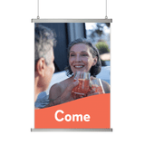 Come To Life "Come" Snap Poster hanging up on a white background. 