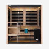 "Full Coverage Infrared" Wellness Table Tent in a sauna.