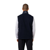 Model wearing Navy Blue Warm Up Colorblock Fleece Vest with white background