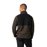 Model wearing Carbon Green Warm Up Colorblock Fleece Jacket with white background