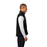 Model wearing Black Warm Up Colorblock Fleece Vest with white background