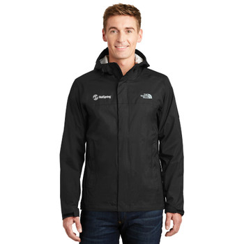 Model is wearing The North Face DryVent Rain Jacket in black color