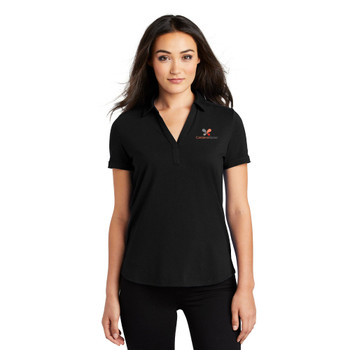 A woman wearing a black OGIO Ladies Limit Polo Caldera