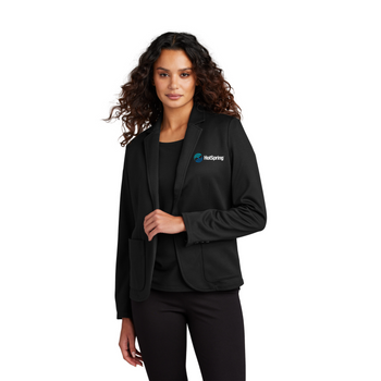 Mercer+Mettle® Women’s Relaxed Knit Blazer HS on model. 