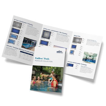 Modular Collection Brochure cover and inside mockup on a white background. 