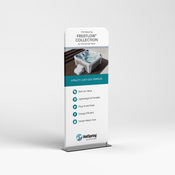 Freeflow Collection Tension Display 36"x90" front side on mockup. 