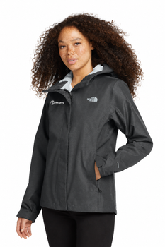 Model is wearing The North Face DryVent Rain Jacket in Dark Grey color hand in pocket