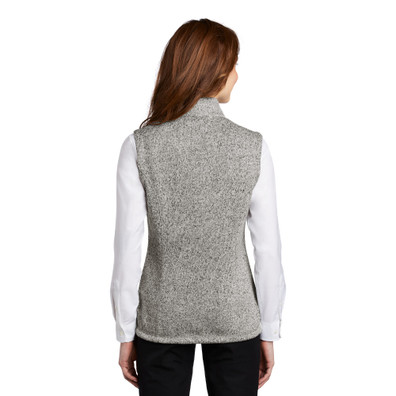 Sweater Fleece Vest in gray color back view
