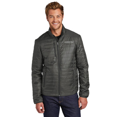 Man wearing Grey Packable Puffy Jacket
