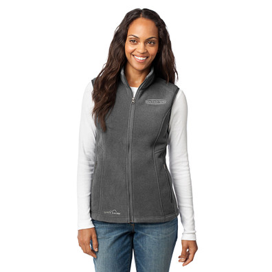 Model wearing Grey Color Eddie Bauer® Ladies Fleece Vest
