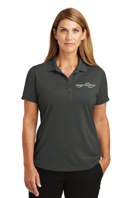 Women wearing Charcoal Ladies Snag Proof Polo with white background