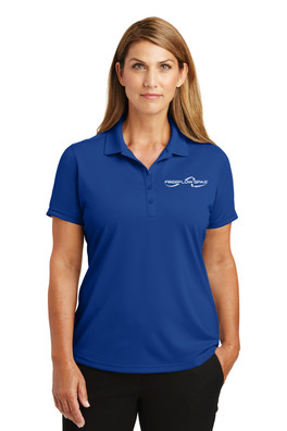 Women wearing Royal White Ladies Snag Proof Polo with white background