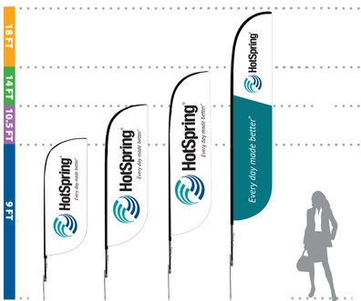 9 ' Feather Flag Hotspring Spas all sizes shown.