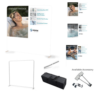 8'x8' Fabric Tension Stand Brand Pillar Set (3/Set) with accessories.