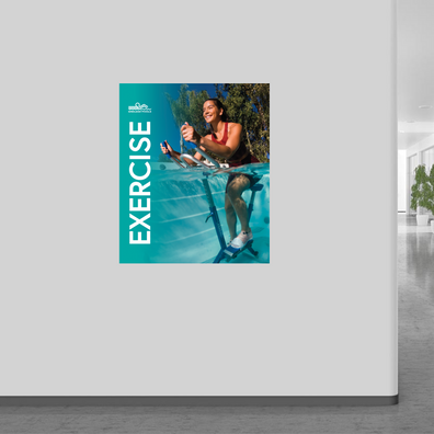 30x36 Exercise Endless Pools Banner shown on wall.