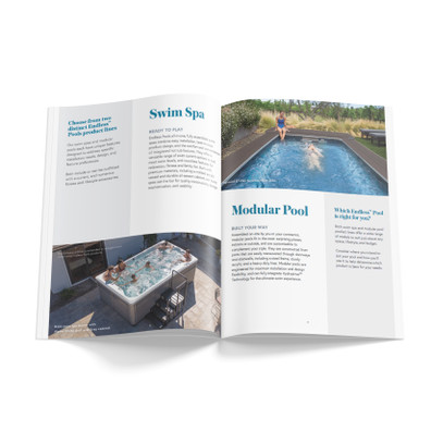 Inside pages of Endless Pools Modular Intro Brochure - Rev A _ 2025 mockup. 