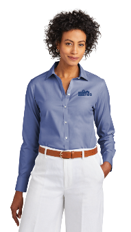 Women wearing Cobalt Blue color  BB Womens WF Stretch Pinpoint Shirt