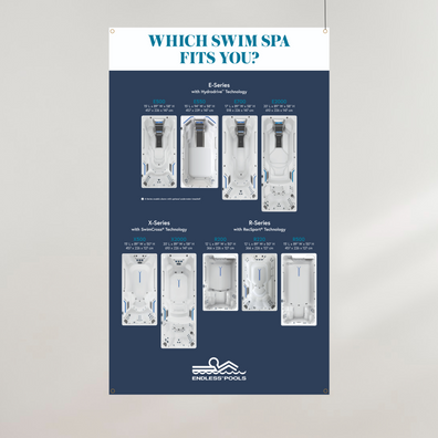 Overhead Collection Banner 36"x 60" mockup on wall. 