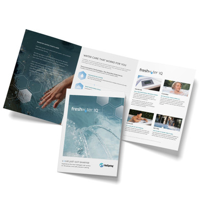 Hot Spring FWIQ Mini Brochure mockup showing cover and inside on white background. 