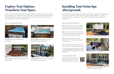 EP Installation Basics Aboveground Swim Spas Brochure inside pages