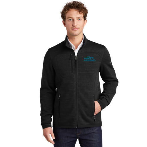Model is wearing Black  Eddie Bauer Sweater Fleece Jacket with  white bachground