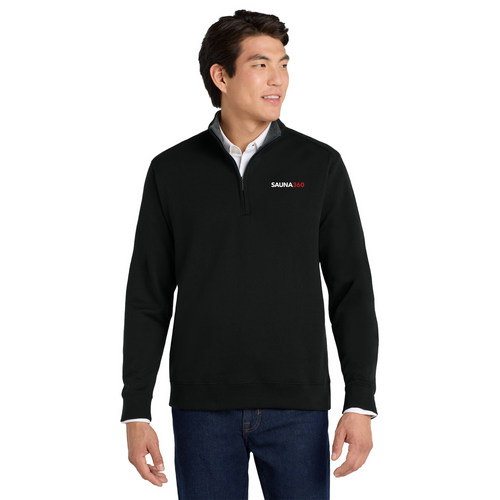 PA Interlock 1/4 Zip in deep black/charcoal heather. PA Interlock 1/4 Zip in deep black/charcoal heather.