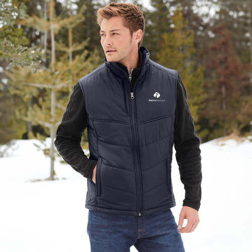 Model wearing is Black/ Black Port Authority® Puffy Vest life style.