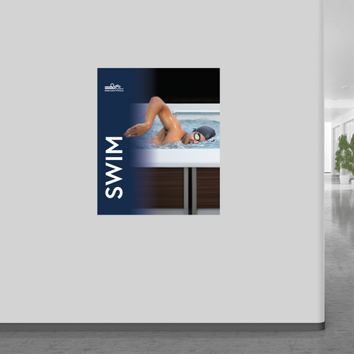 30x36 Swim Endless Pools Banner shown on wall.