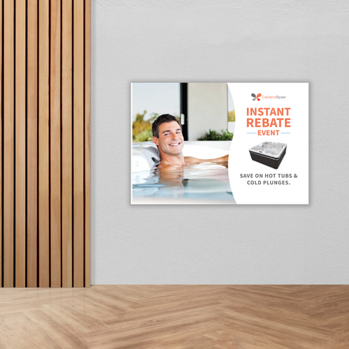 Caldera Evergreen Hanging Banner - Small on wall. 