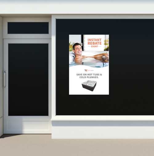 Caldera Evergreen Window Cling – 12” x 18” on a window. 