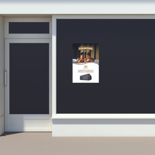 Golden Anniversary Financing Event Window Cling – 12” x 18” mockup