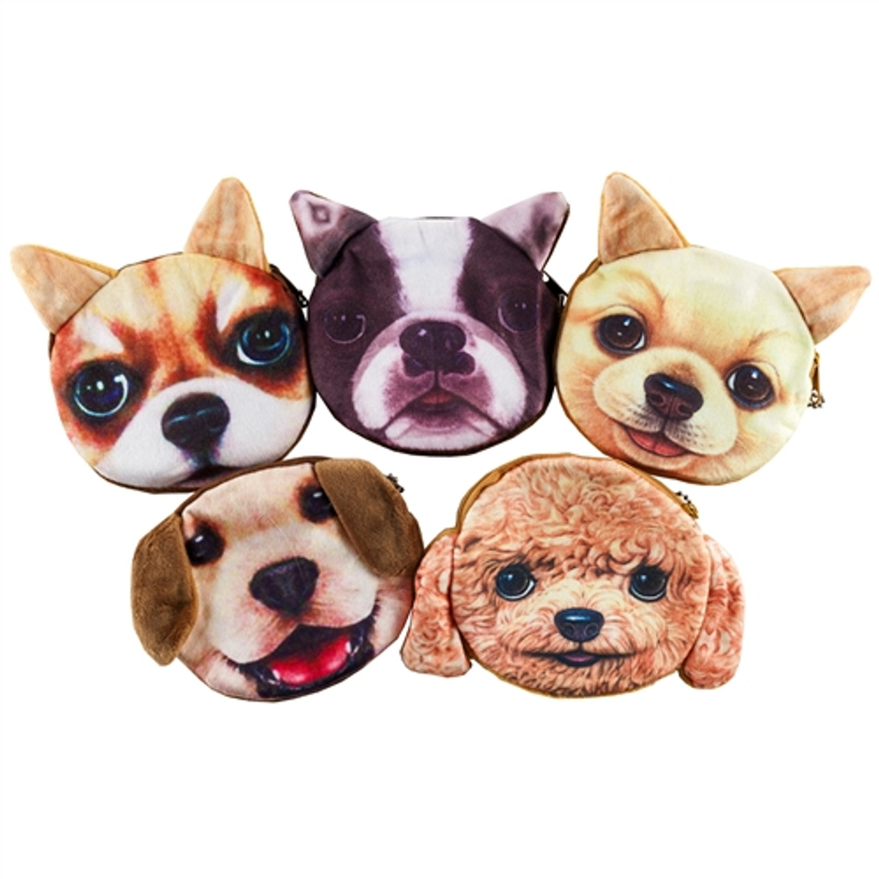 Cute Dog Coin Purse Brown Eyes Open - Butterflygifts Ltd