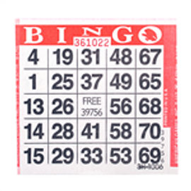 1on Red Bingo Paper Game Cards - 500 per pack