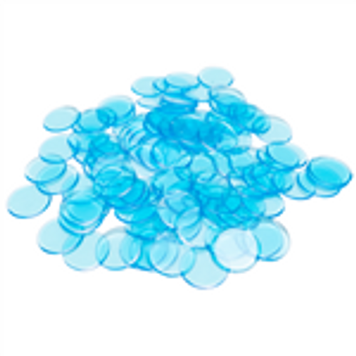 Plastic Bingo Chips - Light Blue - 7/8 inch size - 100 per pack - Bingo Accessories - SKU B008490LB