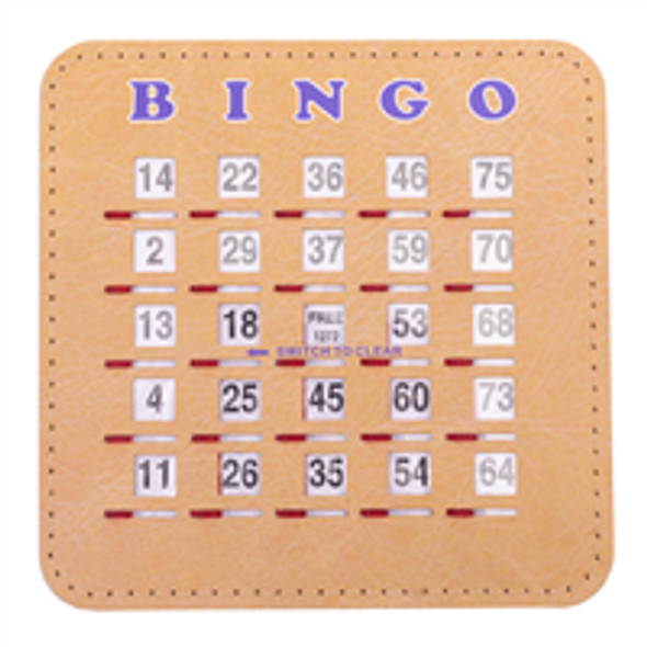 Bingo Shutter Cards -Woodgrain Quick Clear Free Space Design - 10 per pack