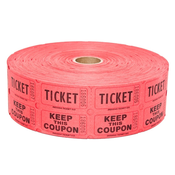 Double Roll Tickets - Red - 50/50 Raffle Tickets - 2 Part