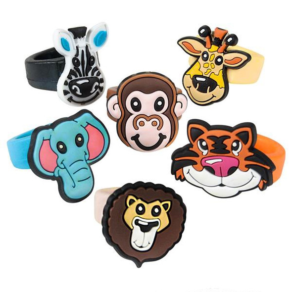 Rubber Zoo Animal Rings - 12 per pack