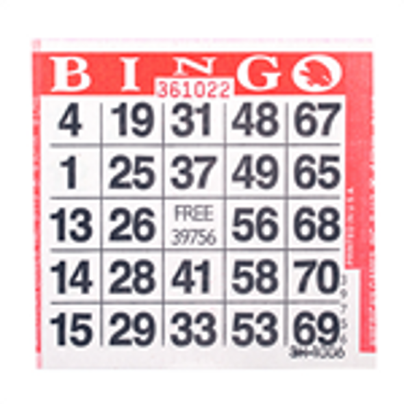 1on Red Bingo Paper Game Cards - 500 per pack