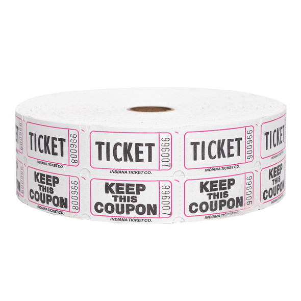 Double Roll Tickets - White - 50/50 Raffle Tickets - 2 Part