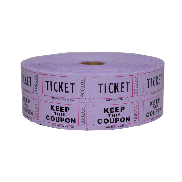 Double Roll Tickets - Lilac - 50/50 Raffle Tickets - 2 Part