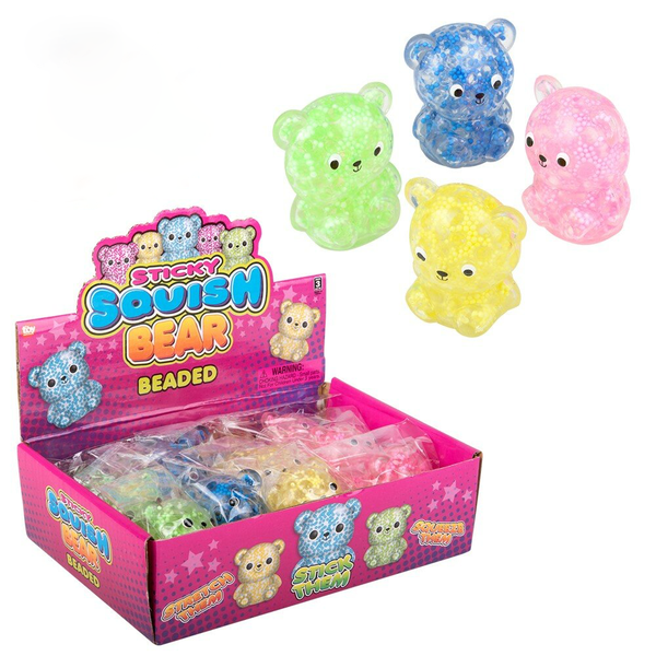 Squishy Sticky Beaded Bear- 12 per pack