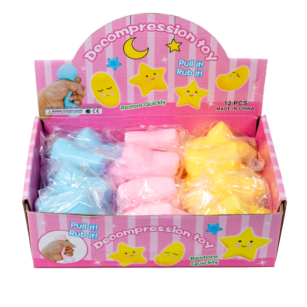 Squishy Star Toys with Smiley Faces - 12 per pack