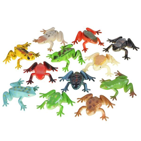 12-Pack Assorted 1 1/4-Inch Plastic Dart Frogs – Vibrant Colors
