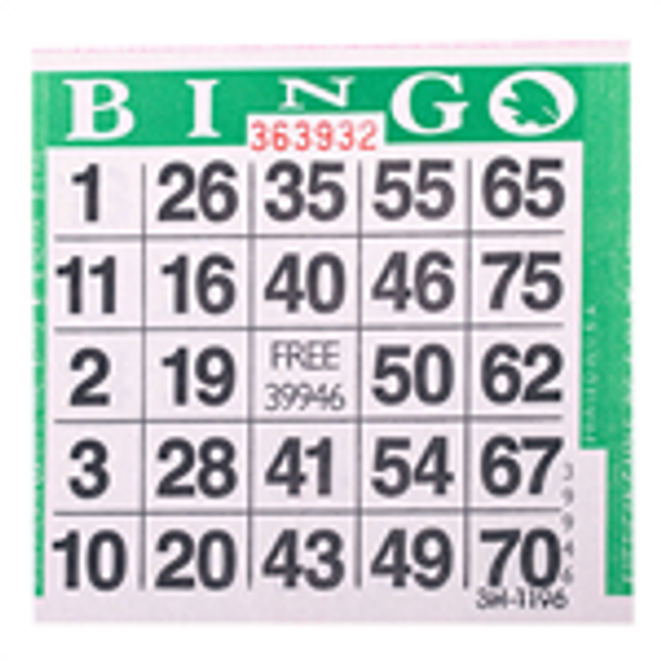 1on Green Bingo Paper Game Cards - 500 per pack